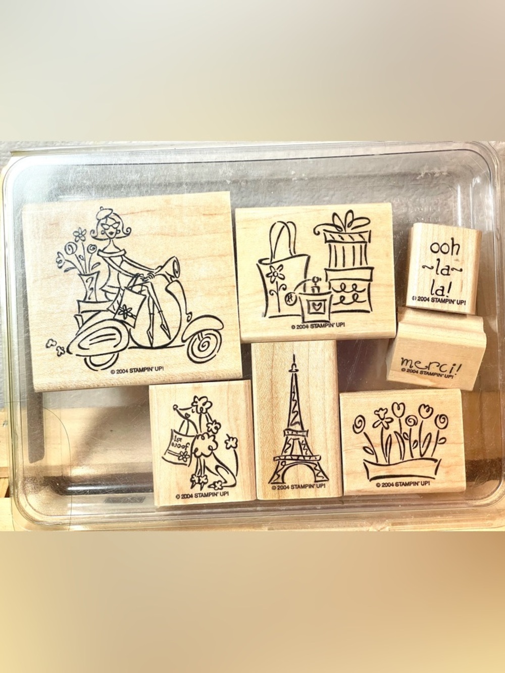 Stampin' Up! 2004 “Paris in the Spring” Wood Mounted Stamp Set